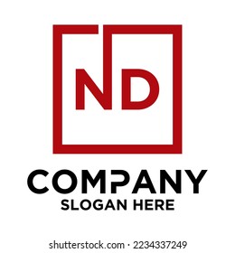 N D lettering with square design vector template