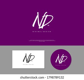 N D ND Initial handwriting or handwritten logo for identity. Logo with signature and hand drawn style.