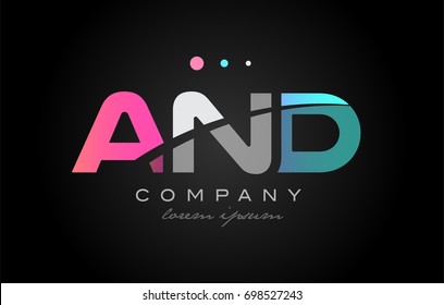 AND a n d three 3 letter logo combination alphabet vector creative company icon design template modern  pink blue white grey