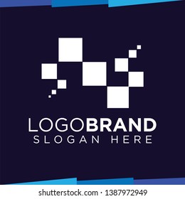 N Dot Square Letter Logo Icon Vector template