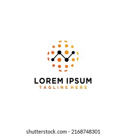 N dots letter minimalist vector logo concept