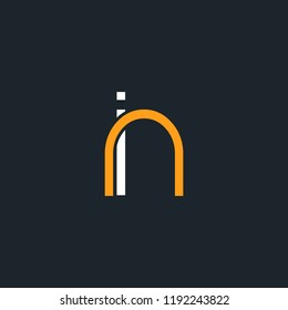 I & N double color logo design vector with business card template