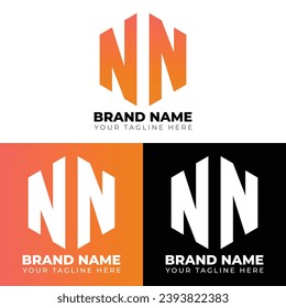 Logotipo de polígono N de doble letra, diseño del logotipo de dos letras N, plantilla de diseño del logotipo del vector creativo minimalista
