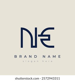 N and E logo design. NE abstract Letters Logo Monogram. This logo design is the process of creating a visual symbol that represents a brand, company, or individual.