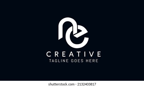 Diseño del logotipo de letras creativas N E en monograma, letras abstractas n e icono de signo e, aislado en fondo oscuro.