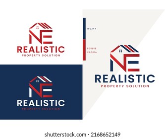 N E Real estate logo design premium vector