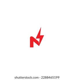 N electric power vector logo design element. Energy and thunder electricity symbol concept.Power fast speed logotype.Power font iron alphabet. Metal logo typography. Steel typographic design.