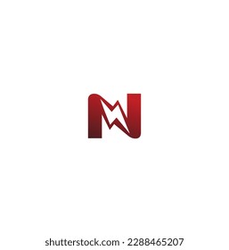 N electric power vector logo design element. Energy and thunder electricity symbol concept.Power fast speed logotype.Power font iron alphabet. Metal logo typography. Steel typographic design.
