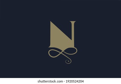 N elegant monogram ornament alphabet letter icon logo for business. Vintage corporate brading and lettering design for luxury products and company