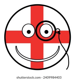 n emoji smile face button with the England flag all isolated on a white background
