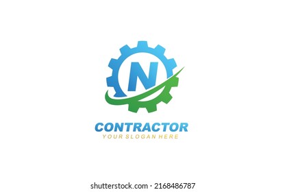 N Inspiración en el diseño del logo de Ingeniería. Diseño de plantilla de letras vectoriales para marca.