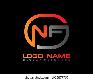N F Initial circle logo template vector