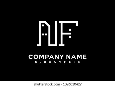 N F initial logo template vector