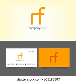 N F joint logo design vector with business card template