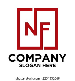 N F lettering with square design vector template