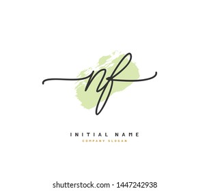N F NF Beauty vector initial logo, handwriting logo of initial signature, wedding, fashion, jewerly, boutique, floral and botanical with creative template for any company or business.