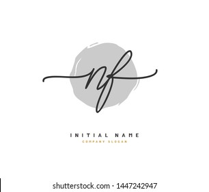 N F NF Beauty vector initial logo, handwriting logo of initial signature, wedding, fashion, jewerly, boutique, floral and botanical with creative template for any company or business.
