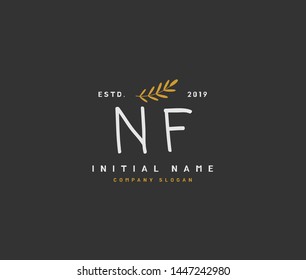 N F NF Beauty vector initial logo, handwriting logo of initial signature, wedding, fashion, jewerly, boutique, floral and botanical with creative template for any company or business.