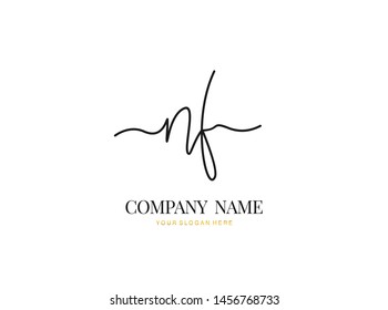 N F NF Initial handwriting logo design with circle. Beautiful design handwritten logo for fashion, team, wedding, luxury logo.
