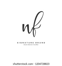 N F NF Initial letter handwriting and  signature logo concept design