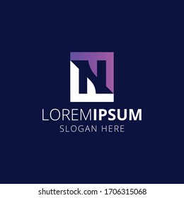 N F Diseño De Logotipo Cuadrado. Letra NF moderno Vector de diseño con color degradado violeta.