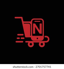 N Fast Ecommerce Logo Design Modelo de ilustração vetorial, N Logo Design 