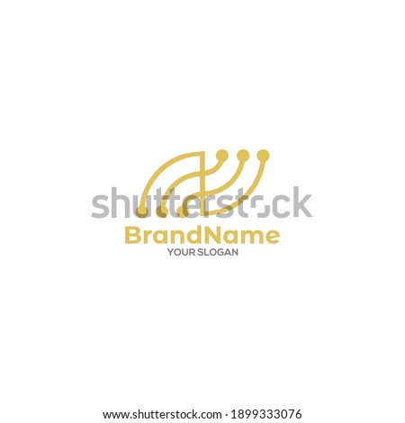 N Fiber Optics Logo Design Vector