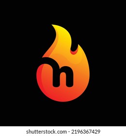 N fire icon logo design illustration