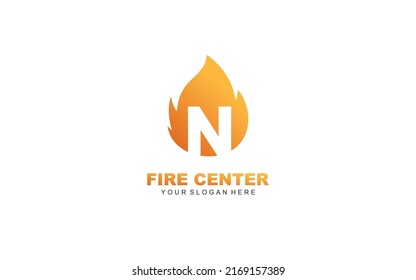 N fire logo design inspiration. Vector letter template design for brand.