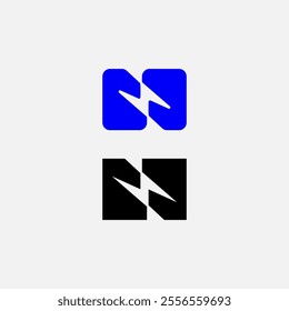 N flash energy electric technology minimalist logo