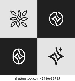 N Flower Star Line Logo Minimalist
