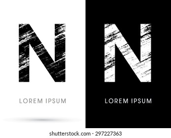 N ,Font grunge destroy, graphic vector.