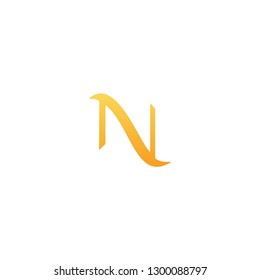 N FONT LETTER LOGO VECTOR GOLD BLACK 