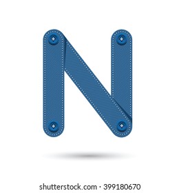 N font vector with blue Jeans Isolate  on White background