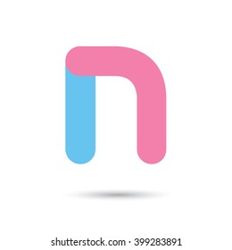 n font vector with blue and pink color on White background