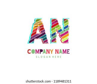 A N Full color initial logo vector