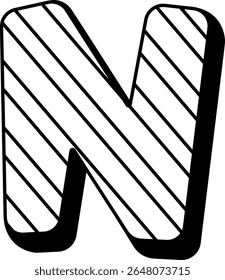 N funny childish letter vector illustration