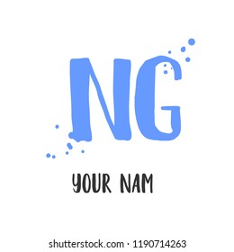 N G Handwritten logo template