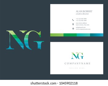 N and G joint logo multi color letters with business card template