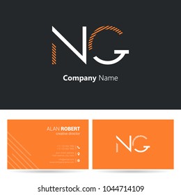 N & G joint logo stroke letter design with business card template 
