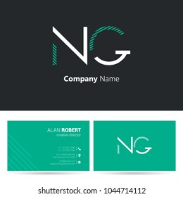 N & G joint logo stroke letter design with business card template 