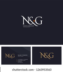 N & G letters Joint logo icon and Business card vector template.