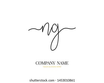 N G NG Initial handwriting logo design with circle. Beautyful design handwritten logo for fashion, team, wedding, luxury logo.
