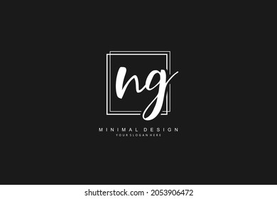 Logotipo de N G NG, letra inicial o manuscrita para la identidad. Logo con firma y estilo dibujado a mano.