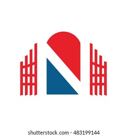 N gate, n letter logo design