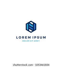 N Geometric Hexagonal Logo Design Template