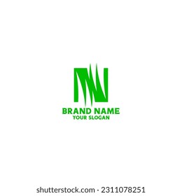 N Grass logo design vector