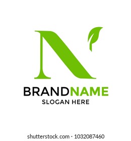 N green leaf logo design