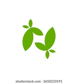N Green Leaf logo icon. natural, organic, tree, spring, floral