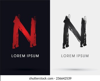 N grungy font, brush, logo, symbol, icon, graphic, vector .